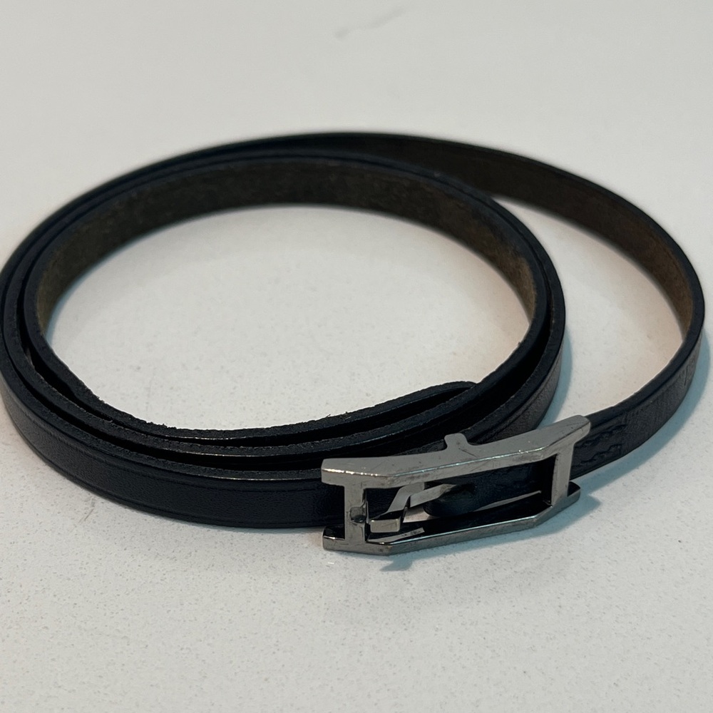 HERMES BLACK LEATHER WRAP BRACELET